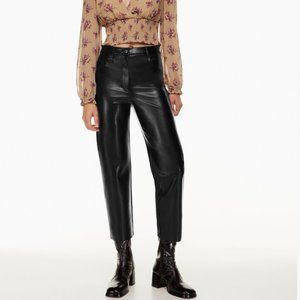 Aritzia Short Black Melina Cropped Leather Pants